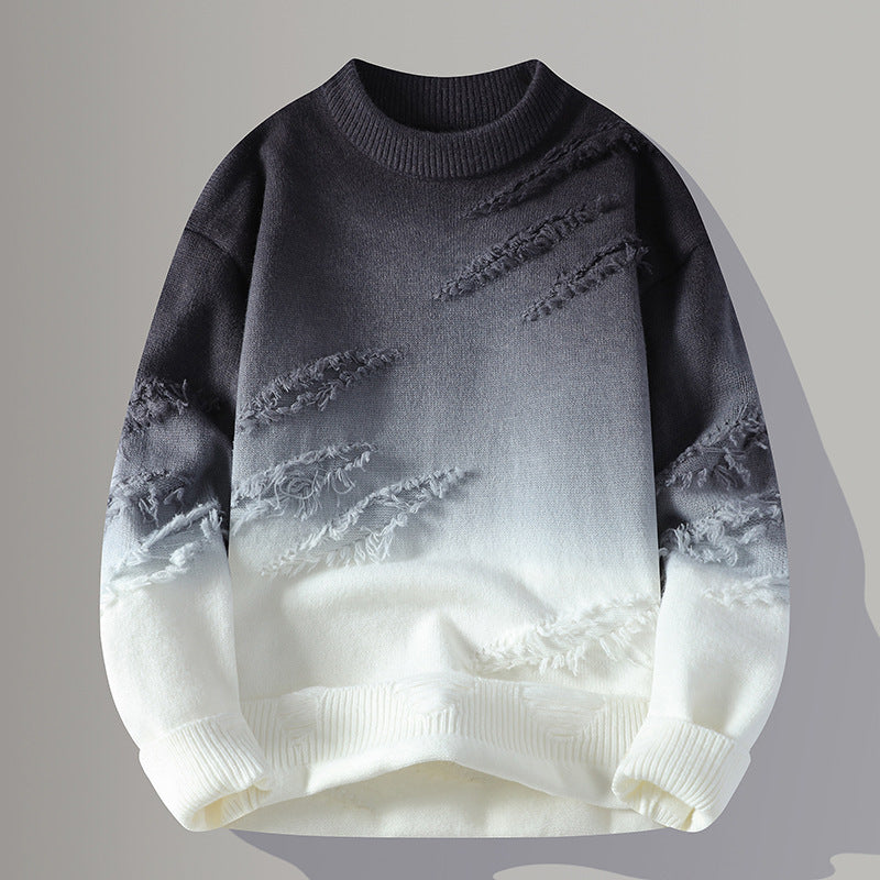 Round Neck Pullover Personalized Gradient Sweater