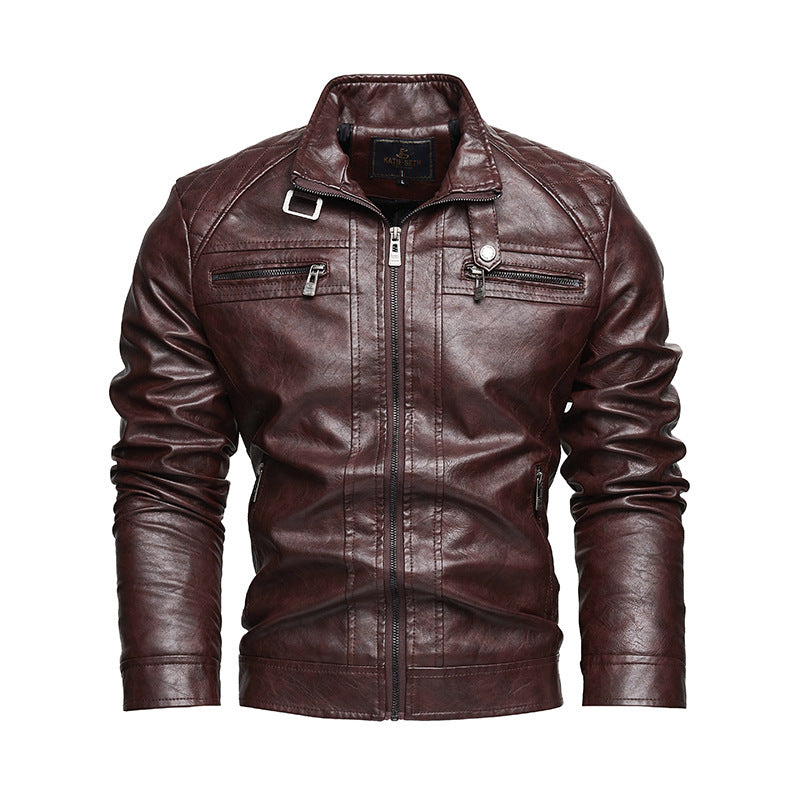 Men's Leather Lapel American Retro Plus Size Leather Jacket