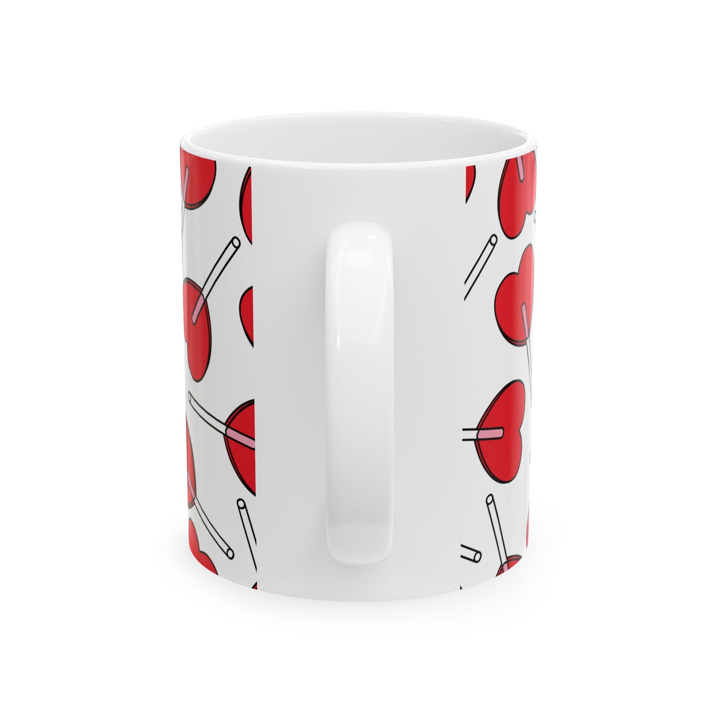 Cute Heart Lollipop Ceramic Mug - Perfect for Valentine's Day and Sweet Treat Lovers