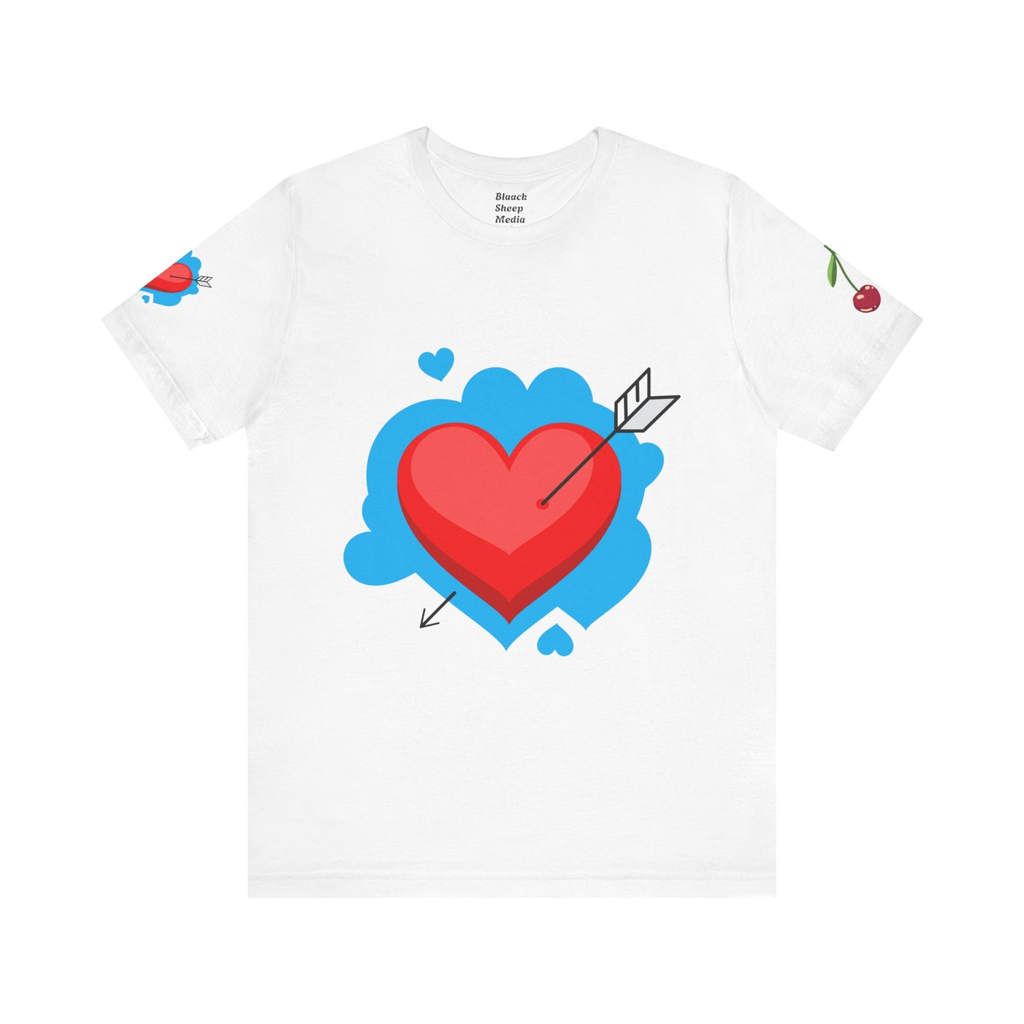 Heart & Cherry Graphic Tee - Fun Unisex Jersey Short Sleeve Shirt for Casual Wear