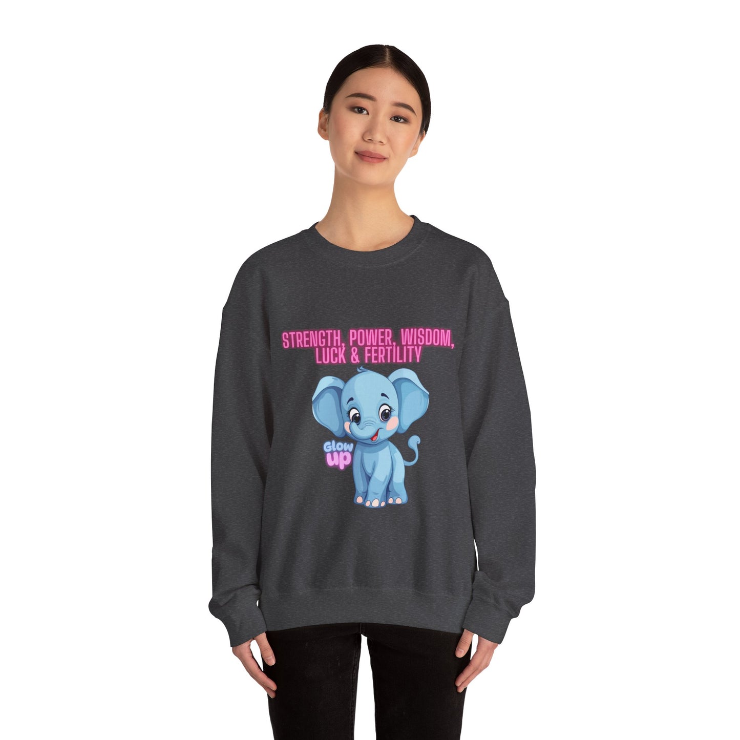 Elephant Crewneck Sweatshirt - Strength, Power, Wisdom, Luck & Fertility