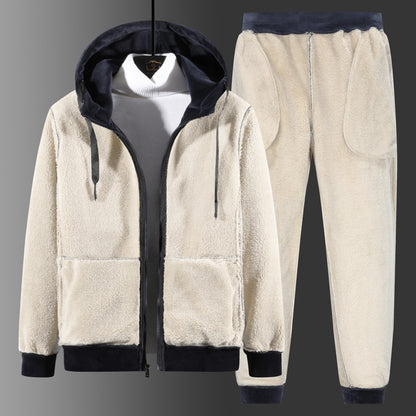 Winter Silver Fox Velvet Plus Size Sweatshirt And Sweatpants Two-piece Set