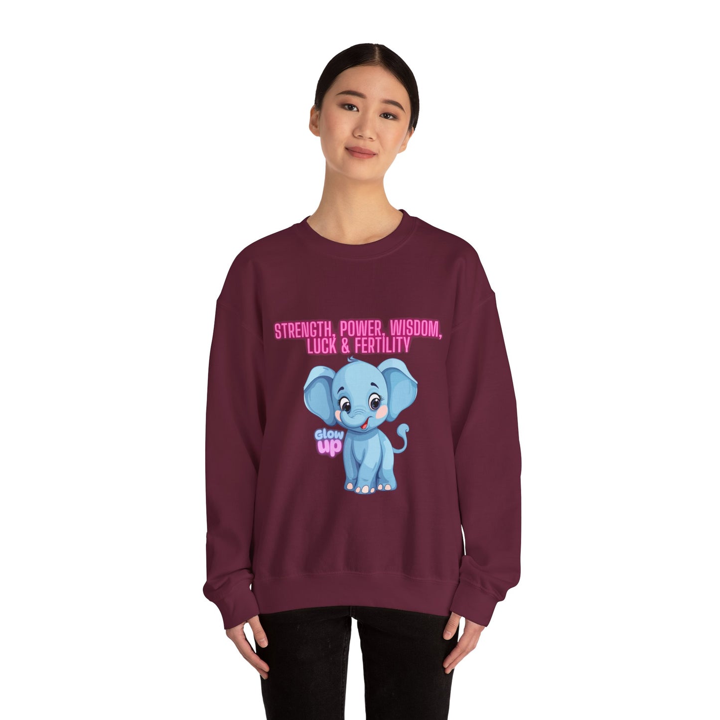 Elephant Crewneck Sweatshirt - Strength, Power, Wisdom, Luck & Fertility