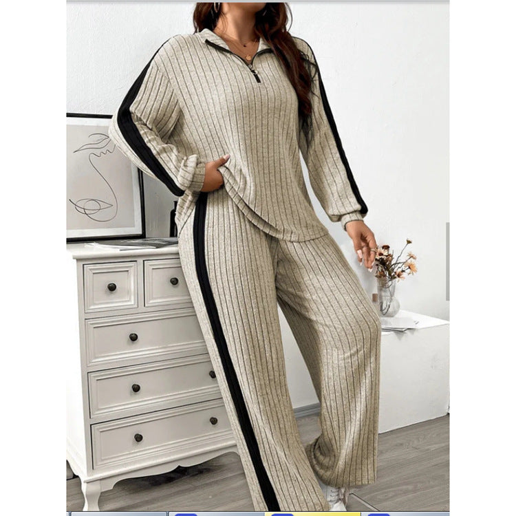 Casual Suit Women's Sweater Wide Leg Pants Two-piece Set