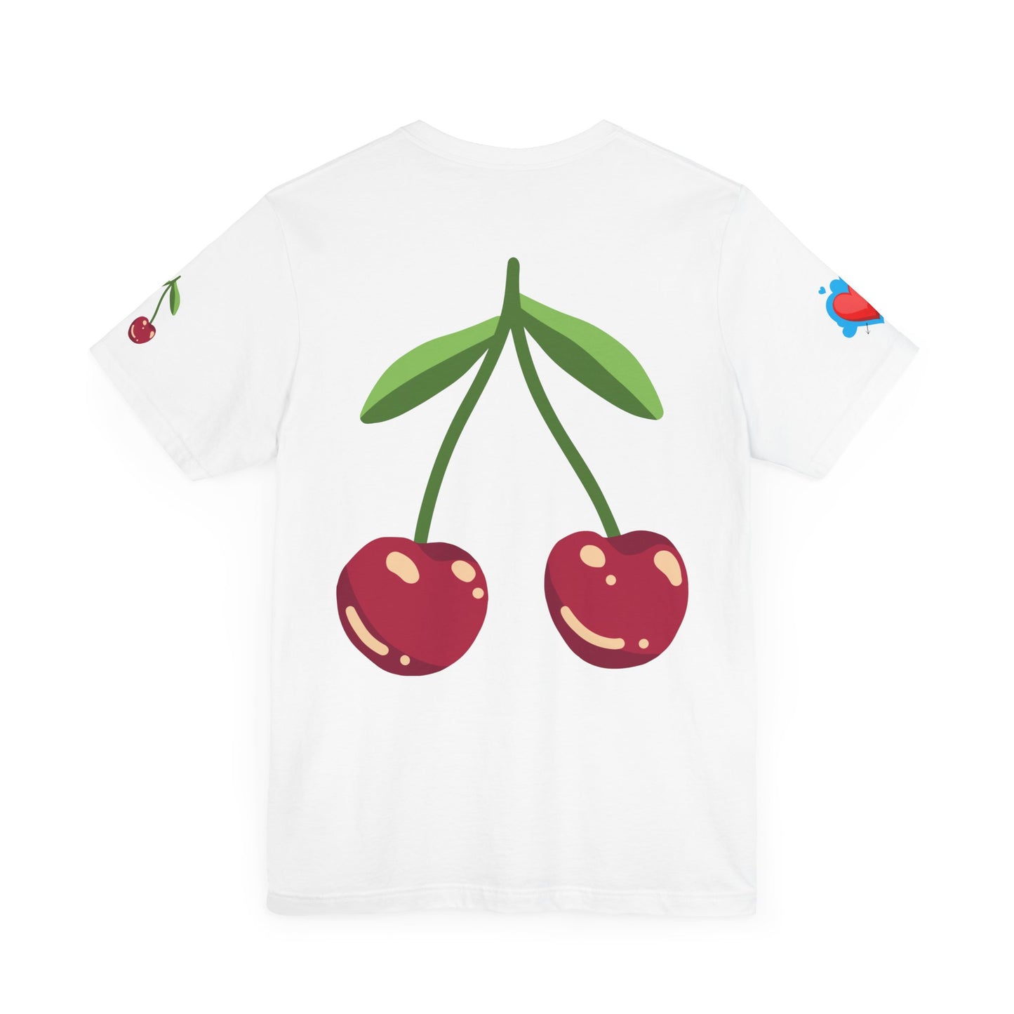 Heart & Cherry Graphic Tee - Fun Unisex Jersey Short Sleeve Shirt for Casual Wear