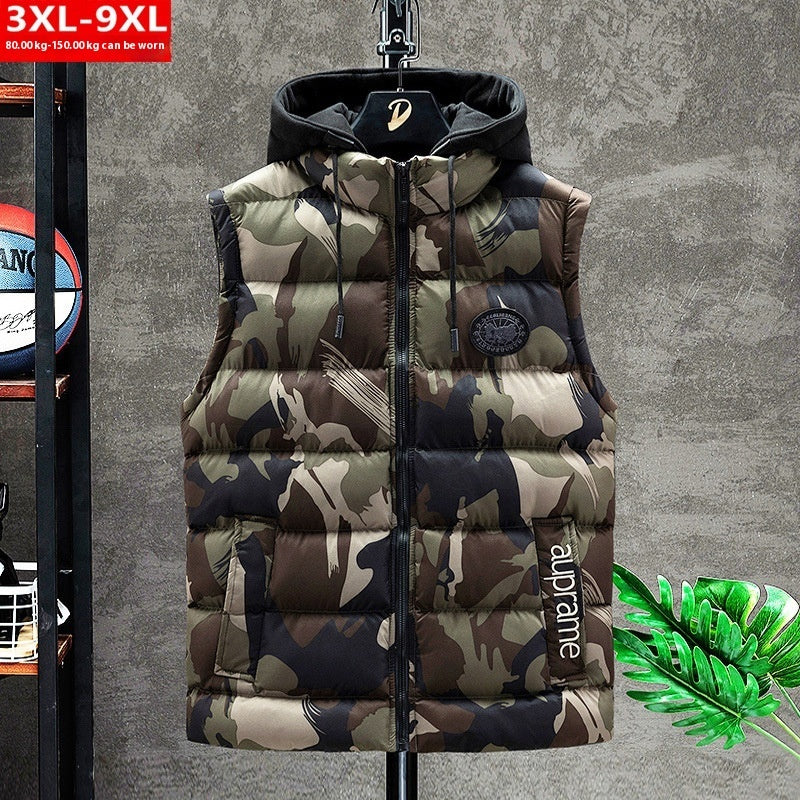 Autumn And Winter Men's Camouflage Hooded Cotton Vest Warm Sleeveless