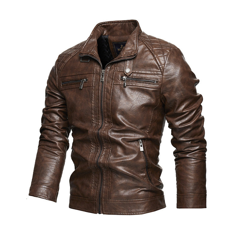 Men's Leather Lapel American Retro Plus Size Leather Jacket