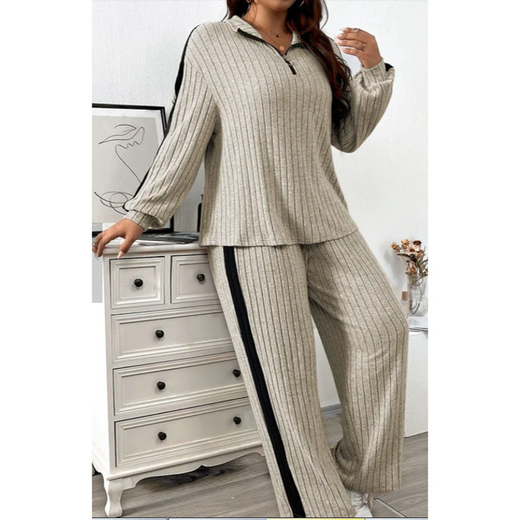 Casual Suit Women's Sweater Wide Leg Pants Two-piece Set