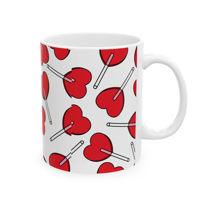 Cute Heart Lollipop Ceramic Mug - Perfect for Valentine's Day and Sweet Treat Lovers