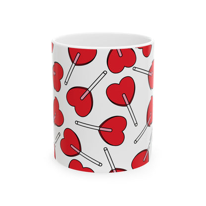 Cute Heart Lollipop Ceramic Mug - Perfect for Valentine's Day and Sweet Treat Lovers