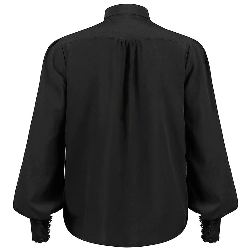 European And American Spring And Autumn Men's Pleated Shirt Medieval