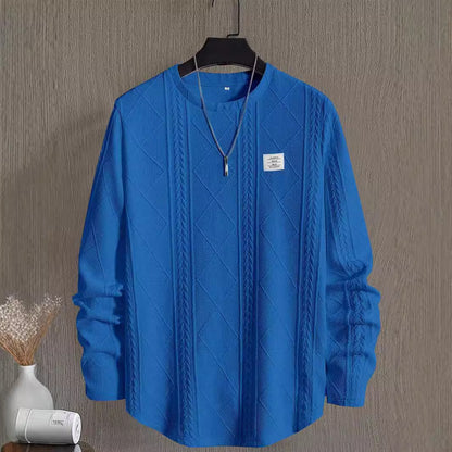 Men's Letter Chest Detail Casual Loose Round Neck Pullover Long Sleeve