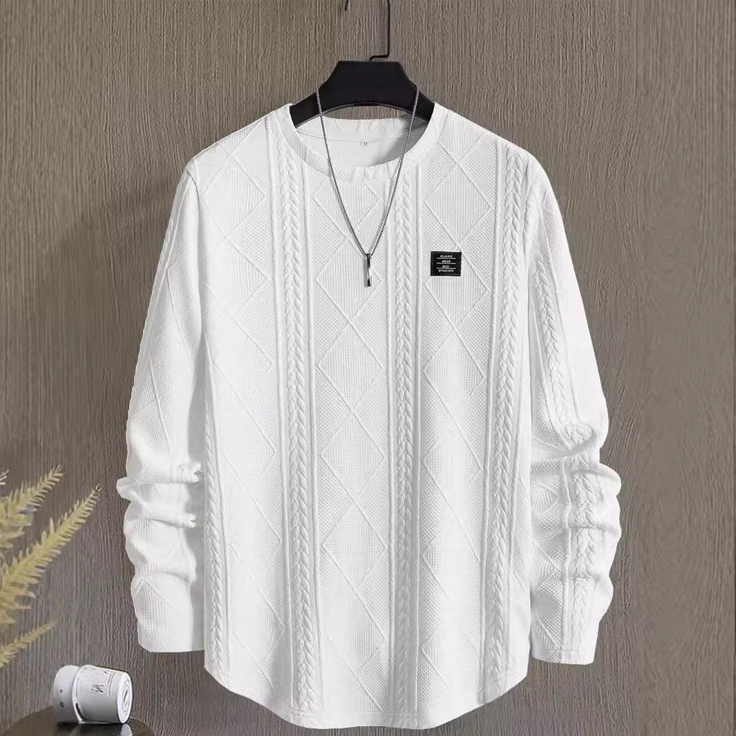 Men's Letter Chest Detail Casual Loose Round Neck Pullover Long Sleeve