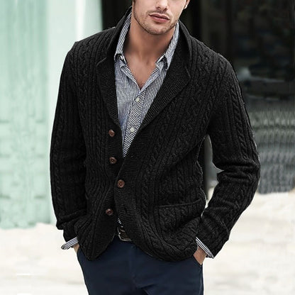 Men's Casual Long Sleeve Lapel Pocket Sweater