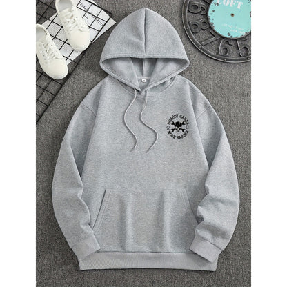 Men's Casual Skull Letter Print Hoodie