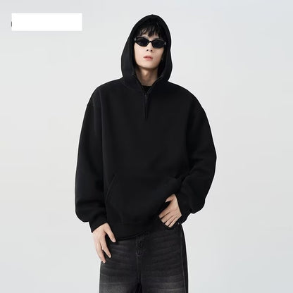 Men's Casual All-match American Hooded Fleece Lined Sweater