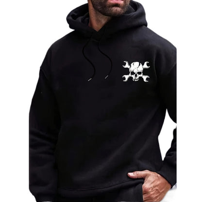 Men's Casual Skull Letter Print Hoodie