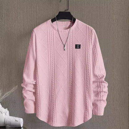 Men's Letter Chest Detail Casual Loose Round Neck Pullover Long Sleeve