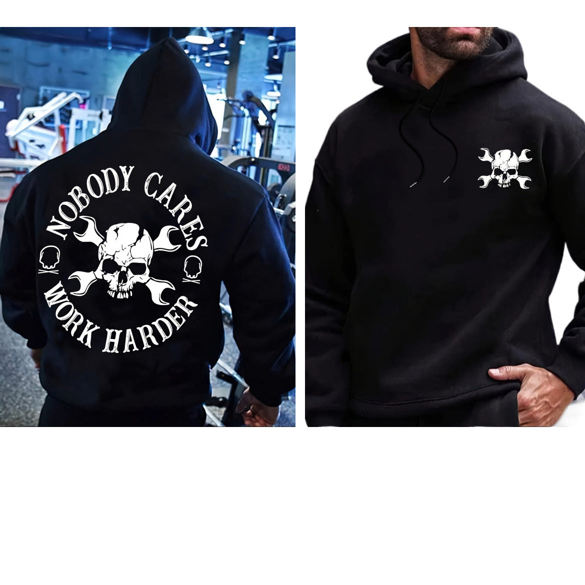 Men's Casual Skull Letter Print Hoodie