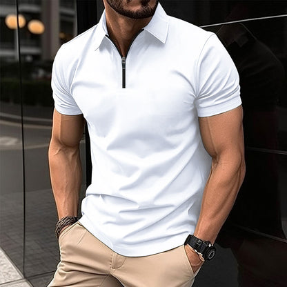 Summer Zipper Solid Color Men's Sports Top