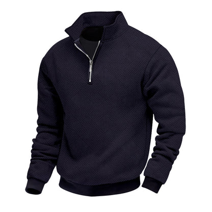 Men's Long Sleeve Lapel Zipper Loose-fitting Casual Pullover