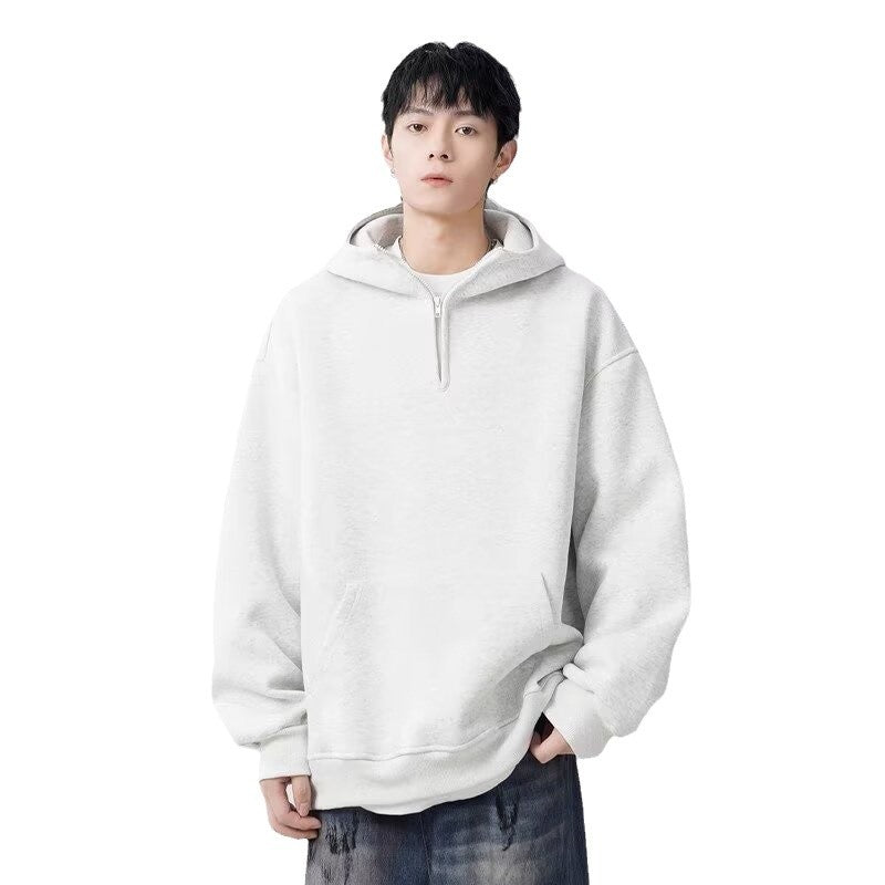 Men's Casual All-match American Hooded Fleece Lined Sweater