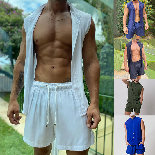 Men's Casual Loose Sleeveless Shirt Shorts