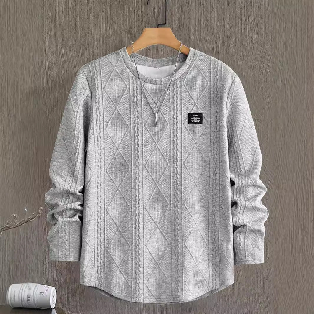 Men's Letter Chest Detail Casual Loose Round Neck Pullover Long Sleeve