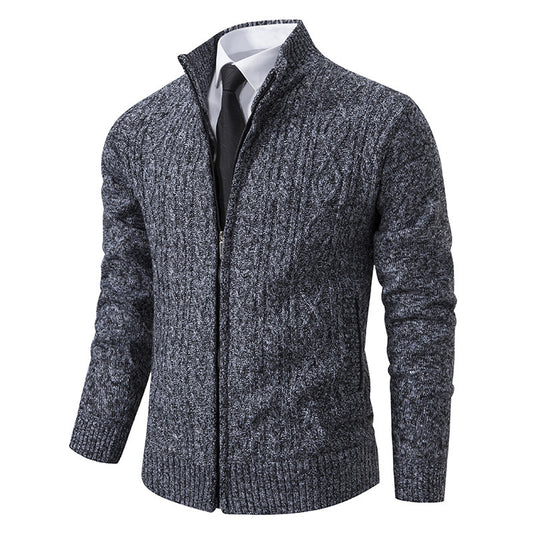 Men's Stand Collar Casual Fashion Cardigan Sweater Coat