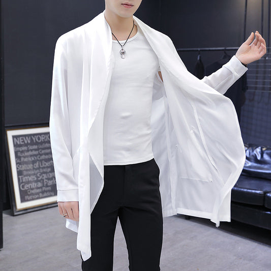 Spring And Summer Mid-length Trench Coat Men's Long Type Below The Knee Slim Fit