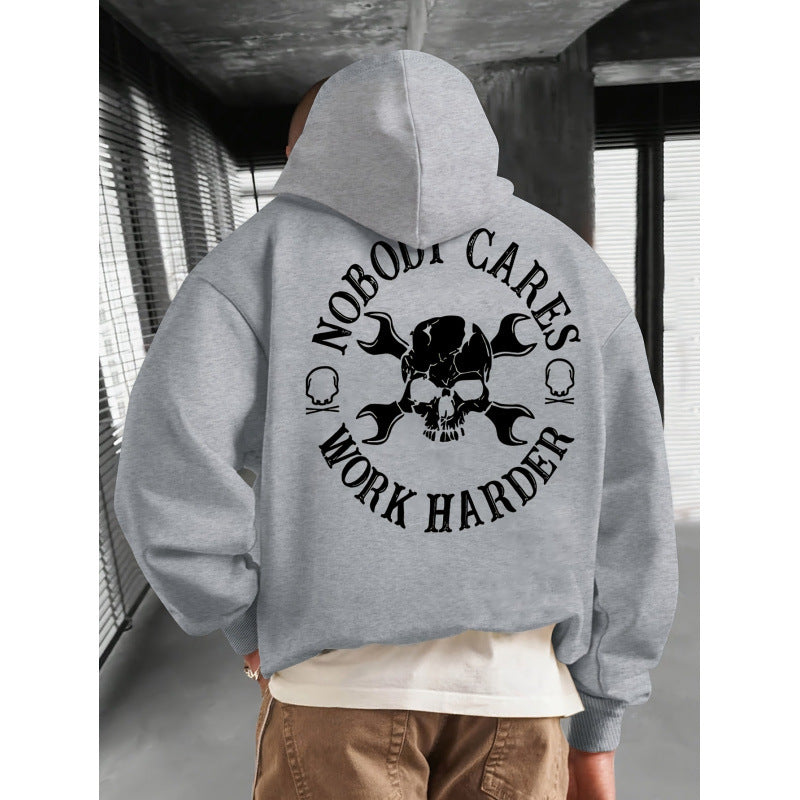 Men's Casual Skull Letter Print Hoodie