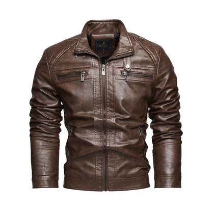 Personalized Trendy Pocket Pu Leather Coat Trendy Men Leather Jacket