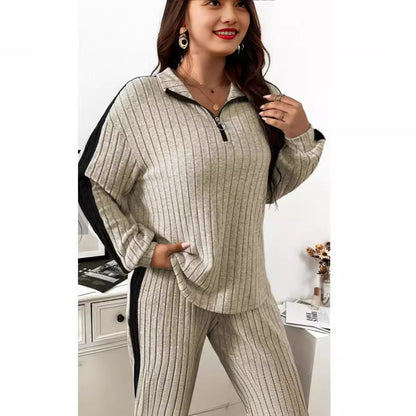 Casual Suit Women's Sweater Wide Leg Pants Two-piece Set