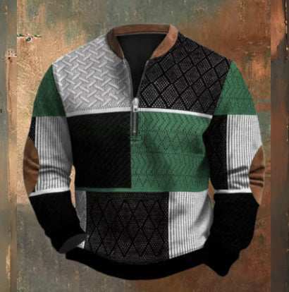 Casual Digital Patchwork Digital Printing Sweater